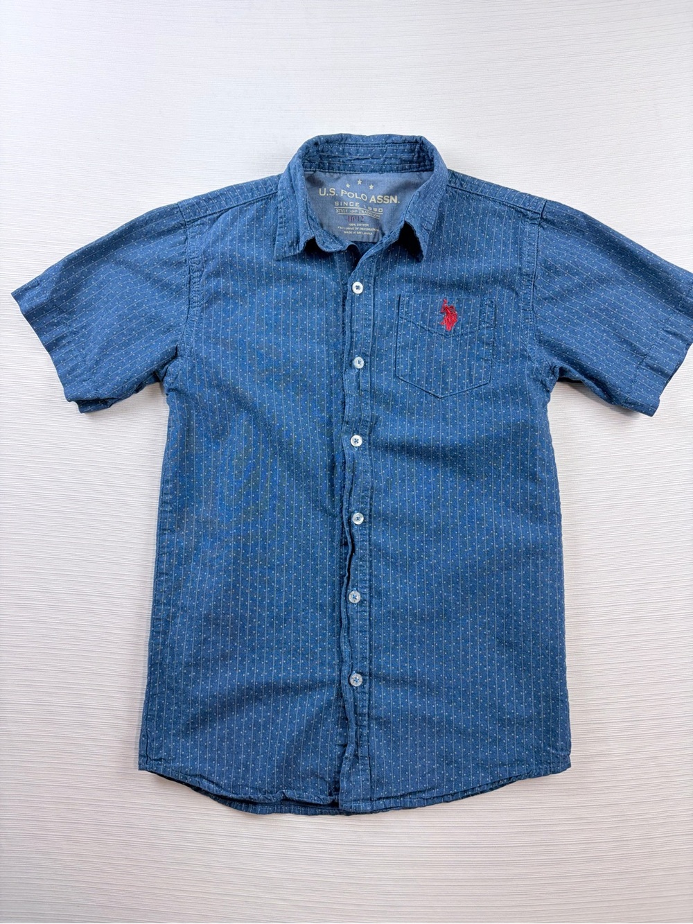U.S. Polo Assn. Short Sleeve Blue Button-Up Shirt